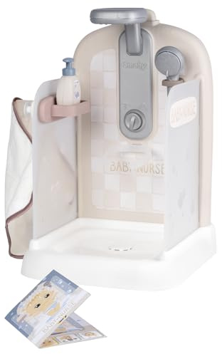 Smoby - Baby Nurse Puppen-Dusche – Duschspaß für Puppen – mit Pump-Wasserkreislauf – inkl. Frottee-Handtuch und Pflegeaccessoires – für Kinder ab 3 Jahren