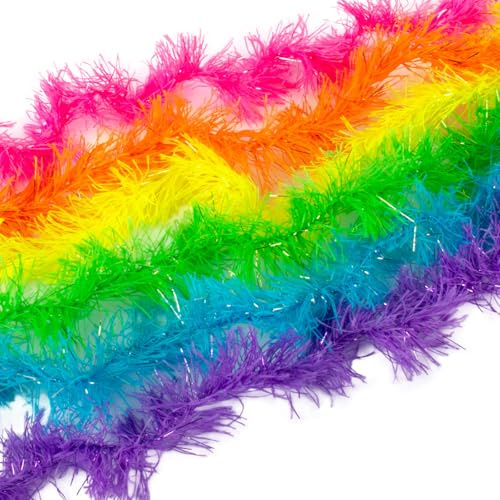 AWAVM Paquete de 6 boas de plumas coloridas para mujer, decoraciones artificiales esponjosas, multicolor, para suministros de fiesta, baile, Halloween, Navidad, decoración del hogar, Colorido.