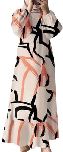 Beokeuioe Robe musulmane pour femme - Tuniques musulmanes du Ramadan - Abaya Jilbab - Robe de prière islamique unie - Caftan Eid Mubarak - Robe festive, beige, XXL