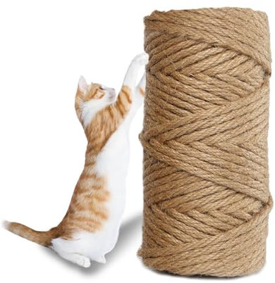 YZROHYI Corde Sisal Arbre à Chat 6 mm X 50 m,Corde Griffoir Chat,Corde en Chanvre Naturel,Corde Décoration,Corde Arbre à Chat Rechange,Corde Bricolage,Corde Jardin,Ficelle Arbre à Chat pour Pilier