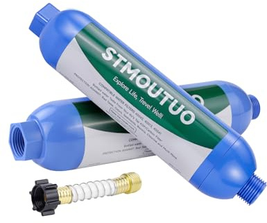 STMOUTUO RV Water Filter with Hose Protector, 2 Pack for Camper.