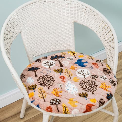 AZMAHT Cuscino Rotondo per Sedia in Flanella, Spessore 4 cm, Seduta Rotonda con Cerniera, Lavabile, Antiscivolo, per sedie da Balcone e Giardino,Yanqiu,4er Set 45cm
