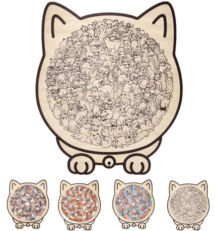 Rompecabezas de Madera con Forma de Gato de Color Morandi de 135 Piezas, Rompecabezas de Madera con Forma de Gato, desafiante Rompecabezas Irregular con Marco (D1)