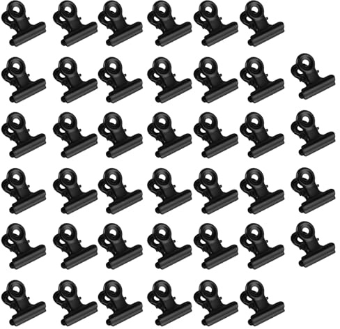 40 st små bulldogg gem 22,5 mm svarta klämmor metallklämmor, bulldogg clips fotoklämmor, brevklämma pärm klämmor multifunktionella pappersklämmor för kontor kök affisch foton pappersklämmor
