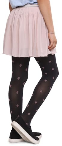 NOQ Balettkläder för flickor – glitterstrumpbyxor med prickar – eleganta balettstrumpbyxor för flickor 40 den – bekväma, mjuka, elastiska fina strumpbyxor med förstärkta tår och linning
