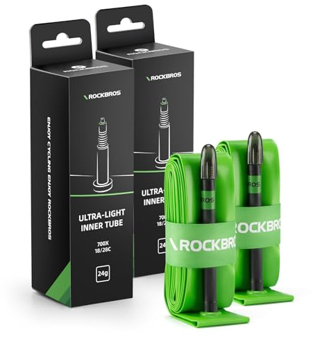 ROCKBROS Bike Tube 2 Pack 700C≈622mm Presta Valve Inner Tubes 700C×18/23/25/28C(65mm/85mm) General TPU Lightweight Easy-Taking Bike Tubes for Cycling