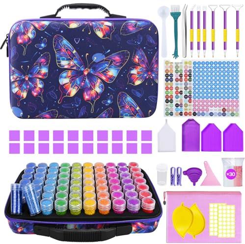 Diamond Painting Kit Completo,70 Slots Diamond Painting Accessori,Pittura Diamante Kit 5D e Strumenti di Pittura Diamante per DIY,Unghie,Gioielli,Artigianato e Punto Croce