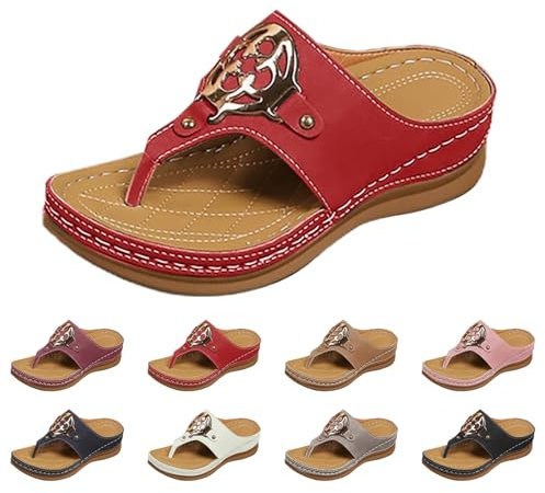 Ortopedisk tåseparator damer, kilpantoletter, damer, sommar, flipflop, kilklack, strandsandaler, supermjuka platåsandaler, öppen mössa, sommarpantoletter, slip-on, damskor för mors dag