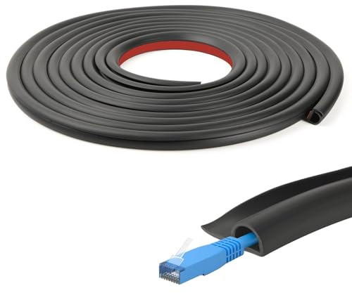 GEEKHOM Canalina per cavi per pannelli acustici, 5 m, 12 mm × 12 mm, autoadesiva, apertura laterale, gestione dei cavi, per studio, scrivania, home theater e ufficio
