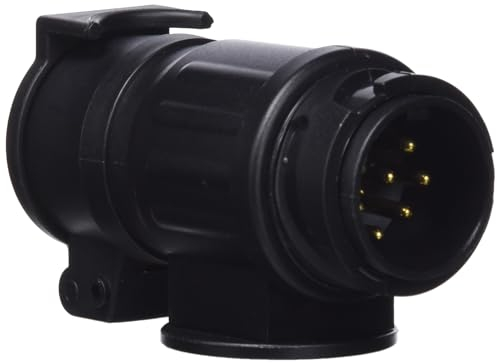 as - Schwabe KFZ Adapter 13-polig auf 7-polig – Kurzadapter für Anhänger, Caravan, Wohnwagen & Fahrradträger – Mit Klappdeckel, wetterfest IP44, kompakt & sicher – Schwarz, 60469