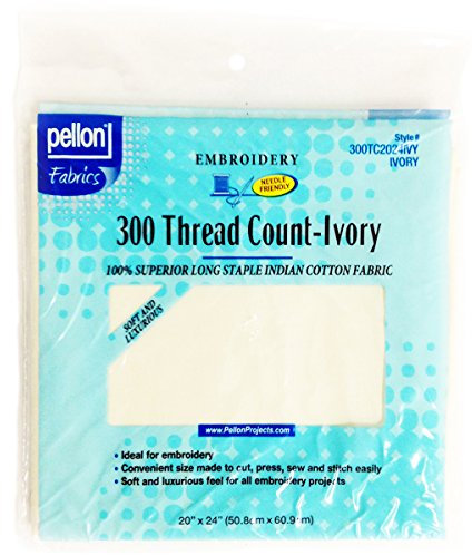 Pellon 300 Thread Count Cotton Fabric for Embroidery-Ivory x inch, 20 by 24