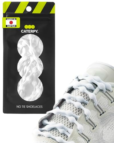 Caterpy RUN - Ultimate No Tie Shoelaces for Adults & Kids - Versatile & Easy-to-Use Shoe Laces - Silky White, Standard, Single Pack