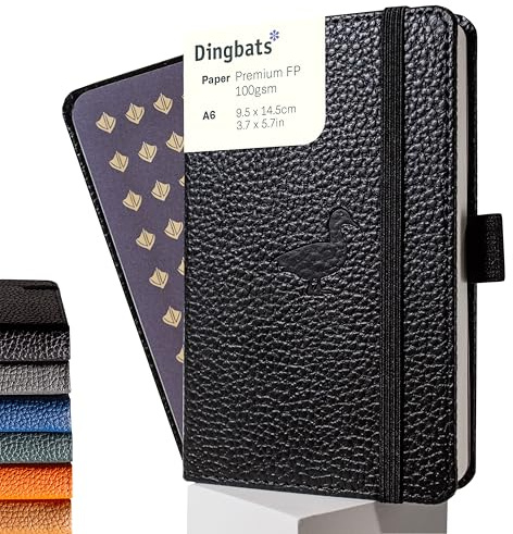 Dingbats* - Wildlife Dotted Pocket Notebook A6 - PU Leather Hardcover Journal - Ideal for Work, Travel - Pocket, Elastic Closure, Pen Holder, Bookmark
