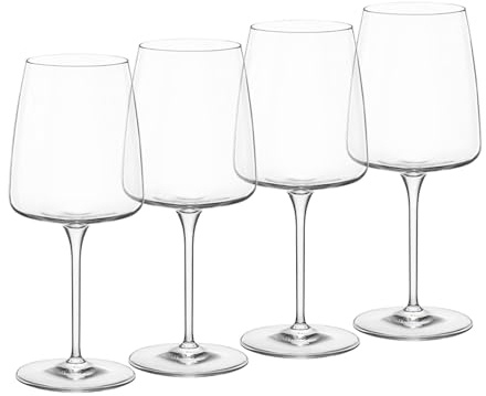 Bormioli Rocco Planeo - Set di 4 bicchieri rossi da 432 g, trasparente