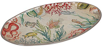 ROSE & TULIPANI MILANO Nador Sea Life Teller oval 100% Melamin 52x30cm in Geschenkbox