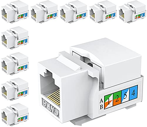 Greluma 10 pz Cat6 Keystone Jack, Ethernet Wall Jack, Cat6 Network Coupler - Cat5 / 5e / 6 Compatibile