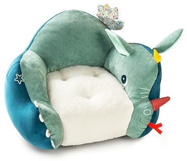 LILLIPUTIENS - Poltrona per Bambini Joe Il Drago - Poltrona Comoda in Morbido Tessuto con Orecchie, Ali e Etichette da Scoprire - Adatto a la Decorazione della Camera o della Sala Giochi - 83324
