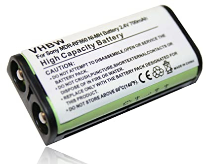 vhbw Batterie Remplacement pour Sony BP-HP550-11 pour Casque Audio, écouteurs sans Fil (700mAh, 2,4V, NiMH)