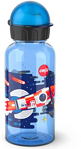Emsa N30513 Kids Tritan Gourde pour enfants | Capacité : 0,4 l | 100% sûre, pratique, hygiénique, étanche et sans danger | Bouchon astucieux | Robuste | Design : espace