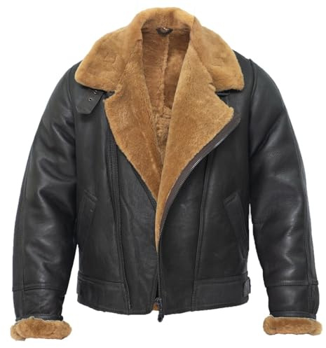Infinity Leather Uomo Aviator B3 Volare Cross Zip Pelle di pecora Bomber Giacca da pilota volante ZENZERO 3XL