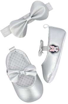Ellepi Set de chaussures premier pas collier Disney Minnie ballerine élégant bébé fille mois pantoufles antidérapantes chaussettes fille chaussures enfants hiver bottines baptême cérémonie, Wx6124, 0