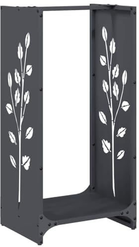 vidaXL Cold-Rolled Steel Firewood Rack - Anthracite Fireplace Log Holder 40x30x80 cm - Indoor/Outdoor Wood Storage for Fireplaces or Stoves