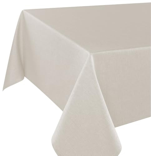 Nappe Vienne Home, linge de table moderne avec protection anti-taches pour toute l'année, beige sable gris, 140 x 280 cm