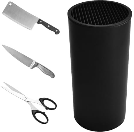 Universal Knife Block Without Knives, Black Knife Holder with Removable Insert, Compact Kitchen Knife Storage Organizer Stand for Countertop, Space Saving Knife Block for Home Use