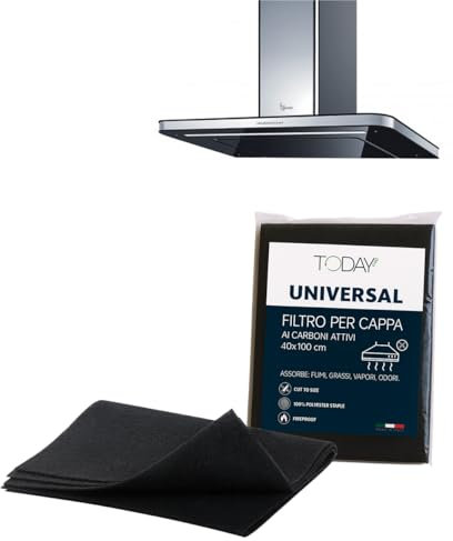 Today – Filtro Universale ai Carboni Attivi per Cappe da Cucina 40x100 cm – Ritagliabile, Antiodore, Trattiene Grasso e Umidità – Made in Italy