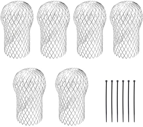 Graplan 6Pcs Aluminium Gutter Guards Mesh, Downpipe Leaf Guard with 6 Zip Ties, Expandable Drain Pipe Cover, Strainer Leaf Drain Pipe Cover Protection, for 2-4 Inch Downpipes