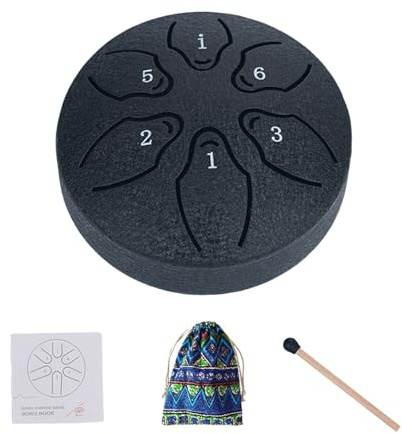 Ståltrumma för barn - 6 Note 7,6 cm A-Key Tank Trum, Eterisk Liten | Handpan slagverk instrument med klubbor musikbok för yoga, konserter, musikutbildning, nybörjare