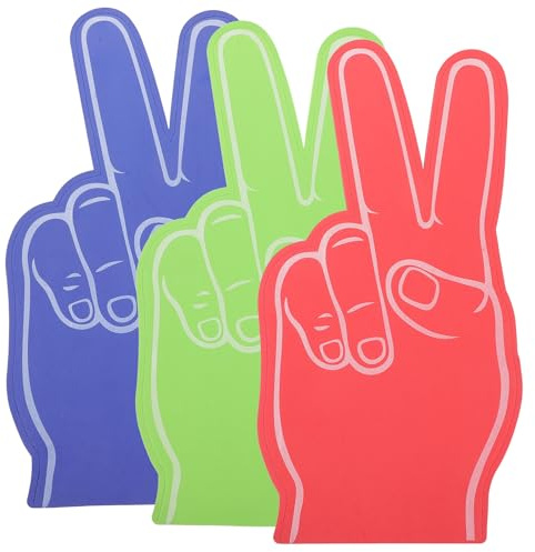 POPETPOP 3 Piezas Dedos de Espuma para Animar Deportivos Paquete Rojo Verde Azul Accesorios Porristas para Fiesta y Material EVA Suave y Cómodo para Eventos y Celebraciones