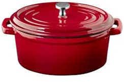 APS 88333 Minikastrull med lock 5 STARS – emaljerad gjutjärn, 0,45 liter, röd, induktionskompatibel