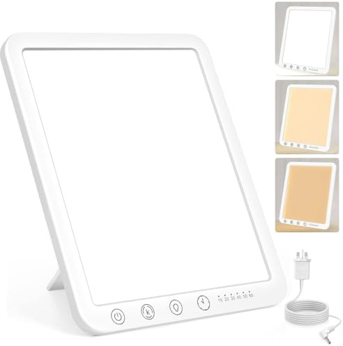 Light Therapy Lamp, SAD Lamp, Helps Combat Seasonal Affective Disorder | 15000Lux,3 Color Temperature,5 Levels Adjustable Brightness,Timer Function,Touch Control,Rotatable Stand,Memory Function