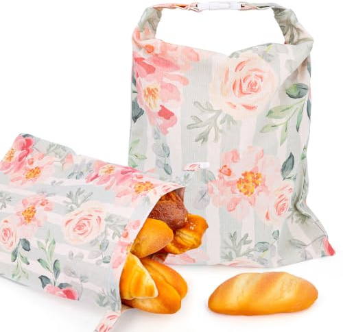 lasuroa Bolsa Pan Cera Abejas para Masa Madre, 43x31cm Reutilizable Casera Encerada Bolsa Pan Almacenamiento Alimentos Bocadillos Suministros Hornear para Mantener Frescos Tostadora Bocadillo (Flor)