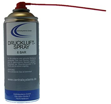 Druckluftspray 400ml mit Sprührohr - Reinigungsspray Druck Luft Sprühdose (0,75 Euro/100ml)