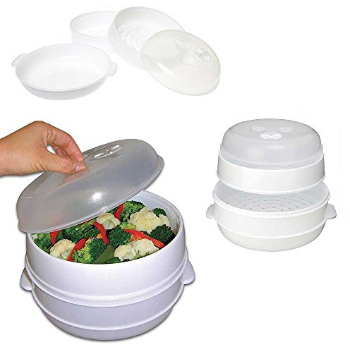 Kabalo 2 Tier Microwave Vegetable Steamer Kitchen Cooker Healthy Cooking Pot