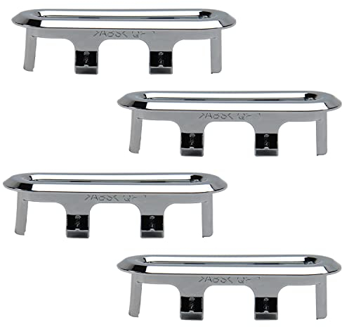 MroMax Cubiertas de desbordamiento para fregadero de baño, cocina, borde ovalado, tapas de anillo insertadas, color plateado, 4 piezas