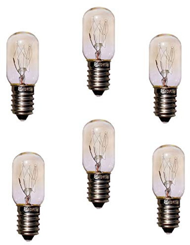 JINYU 15W T22 E14 Lampadine per forno di base (confezione da 6)-T22 Lampadine a microonde 220V Lampadine resistenti al calore 300'C,Lampadina a incandescenza bianca calda Angolo a fascio di 360°,240V