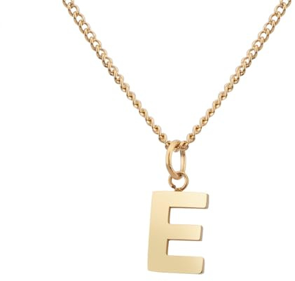 Kedja med bokstaven E Guld 18 karat - Vattentät I Guldkedja för damer med A-Z hänge I Initial Letter Chain