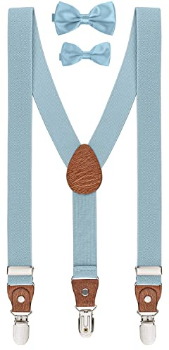 BomGuard tirantes niño pajarita Set 11-17 años,azul claro