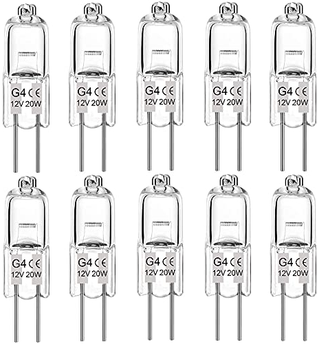 BXXKXMC Lot de 10 Ampoules G4 Halogènes, Blanc Chaud 12V 20W, 2700K, 280LM, Intensité Variable