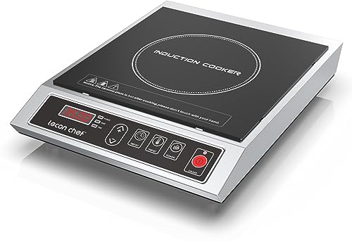 Lecon Chef Induktionskochplatte, 3500W Einzelinduktionskochfeld, Kochplatten, 50KG Große Tragfähigkeit Edelstahlgehäuse, 24-Stunden-Timer, Ultradünnem tragbar Design
