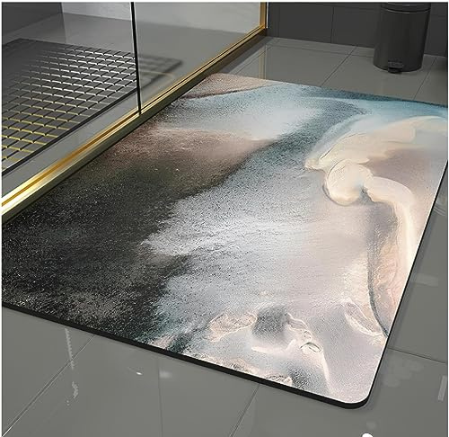 vicusse Diatomite Tapis de bain en pierre - Tapis de bain doux et confortable, extrêmement absorbant, parfait antidérapant en terre de diatomées, convient à différents styles d'intérieur 50 x 80 cm 6