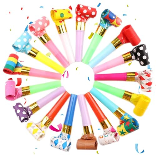 INGJIA 30 Stück Tröten Kindergeburtstag, Krachmacher, Tröte Für Kinderspielzeug, Partytröte, Tröten Für Partys, Geburtstagsfeiern, Festliche Anlässe