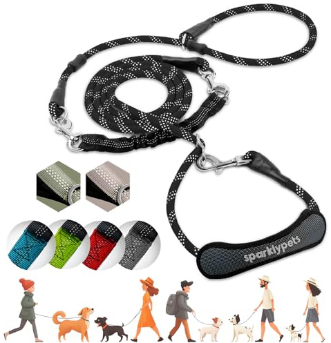 SparklyPets - Laisse élastique Multifonction Mains Libres avec Laisse Amovible – Bandoulière pour Promener Le Chien, Races Moyennes et Grandes (Noir)