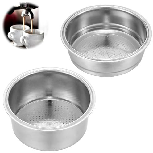 Oruola 2pcs 51mm Stainless Steel Coffee Portafilter Basket Set, Includes Porous Double Cup and Single Cup Filters, Compatible with Portafilter Coffee Machines