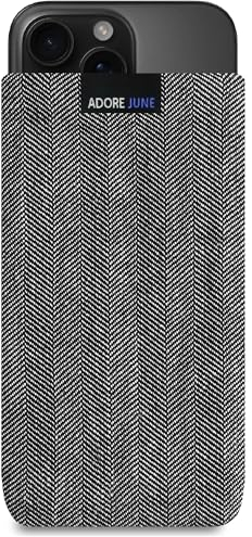 Adore June Business Tasche kompatibel mit iPhone 16 Pro 2024 Handytasche aus charakteristischem Fischgrat Stoff - Display Reinigungs-Effekt