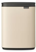 Brabantia Bo Waste Bin 4L | Compact Rectangular Rubbish Bin with Soft-Close Lid and Removable Inner Bucket | Wall-Mountable or Freestanding Design for Bathroom, Kitchen, or Office | Soft Beige
