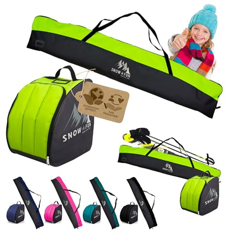 Juego de esquís para niños [bolsa para zapatos de esquí+bolsa de esquí para niños] mochila para botas casco gafas de esquí para niños mochila de esquí bolsa para esquís bastones de esquí guantes bolsa